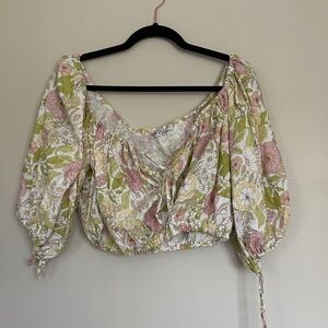 Rachel Zoe Floral Blouse with Puff Sleeves